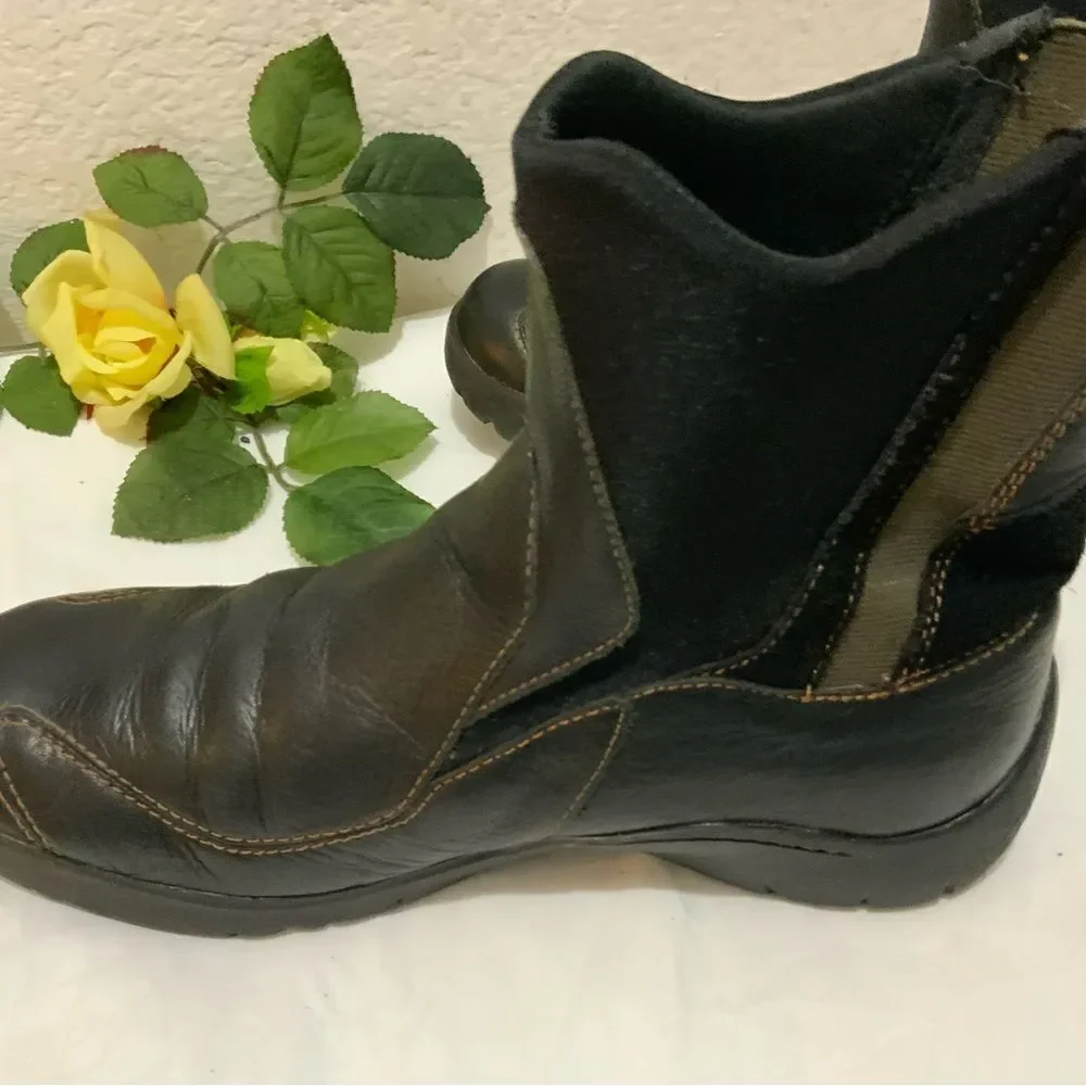 Dunham Black Leather Casual Pull On Driving Boots Shoes Women's 10 B
